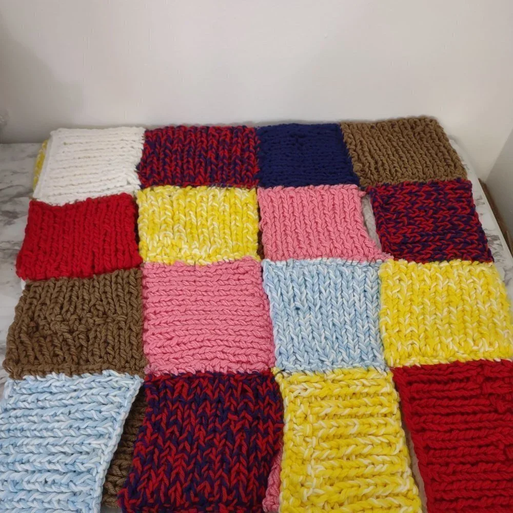 Vintage Granny Rectangular Multicolor Patchwork Grandma core Throw 66‎ x 27 inch